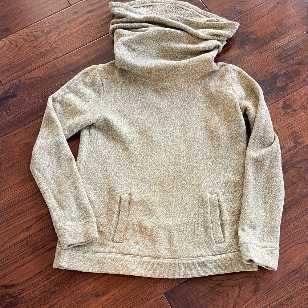 J. Crew Cozy Heather Green  Pullover Sweater with funnel cowl